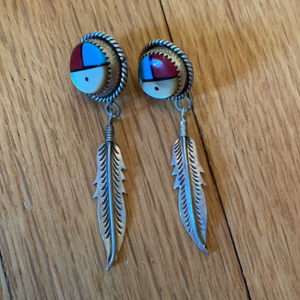 Sterling silver feather earrings